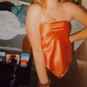 Orange Silk Scarf Top